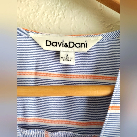 Davi & Dani Blue And Orange Tiered Babydoll Dress - Picture 6 of 7